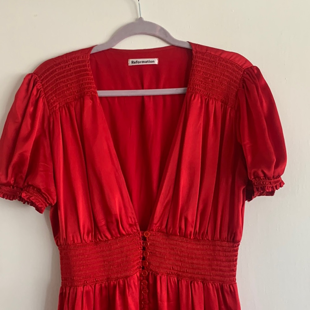 Red Silk Reformation Dress